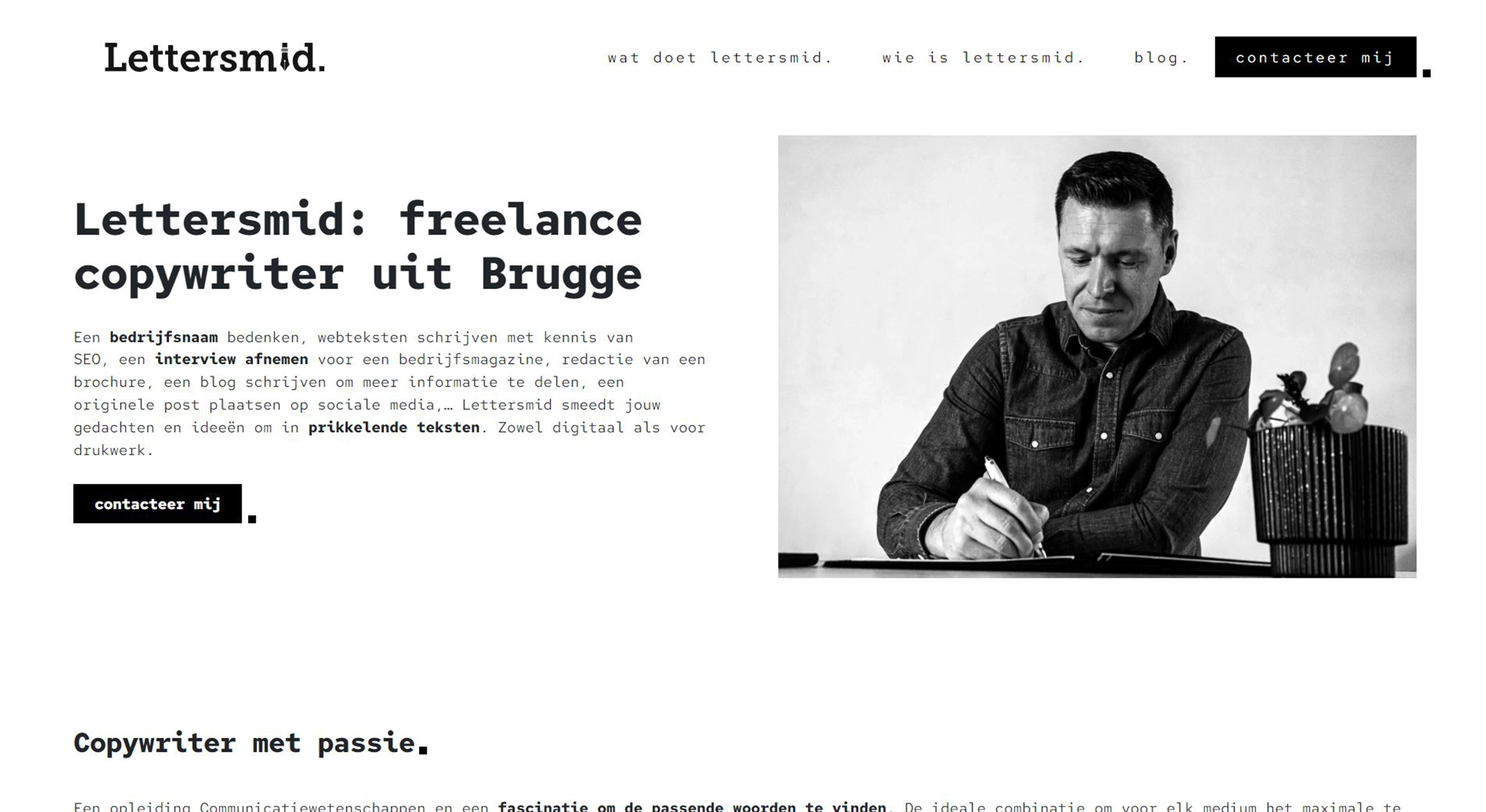 website ontwerp van lettersmid copywriter uit Brugge