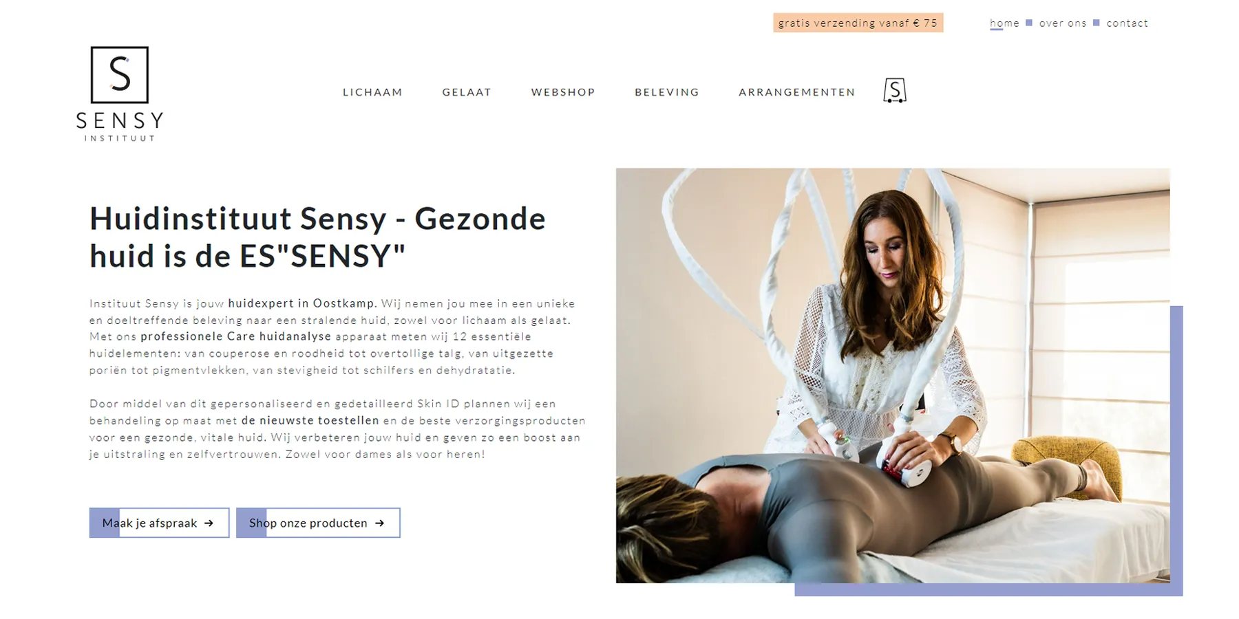 Website met webshop voor Instituut Sensy